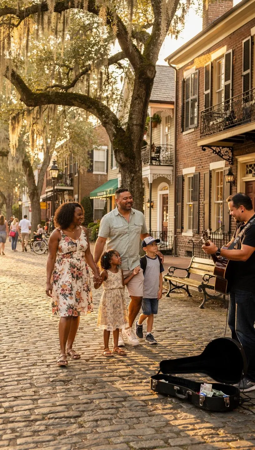 Rodzina planująca wakacje przy stole, z mapą i laptopem pełnym pomysłów.